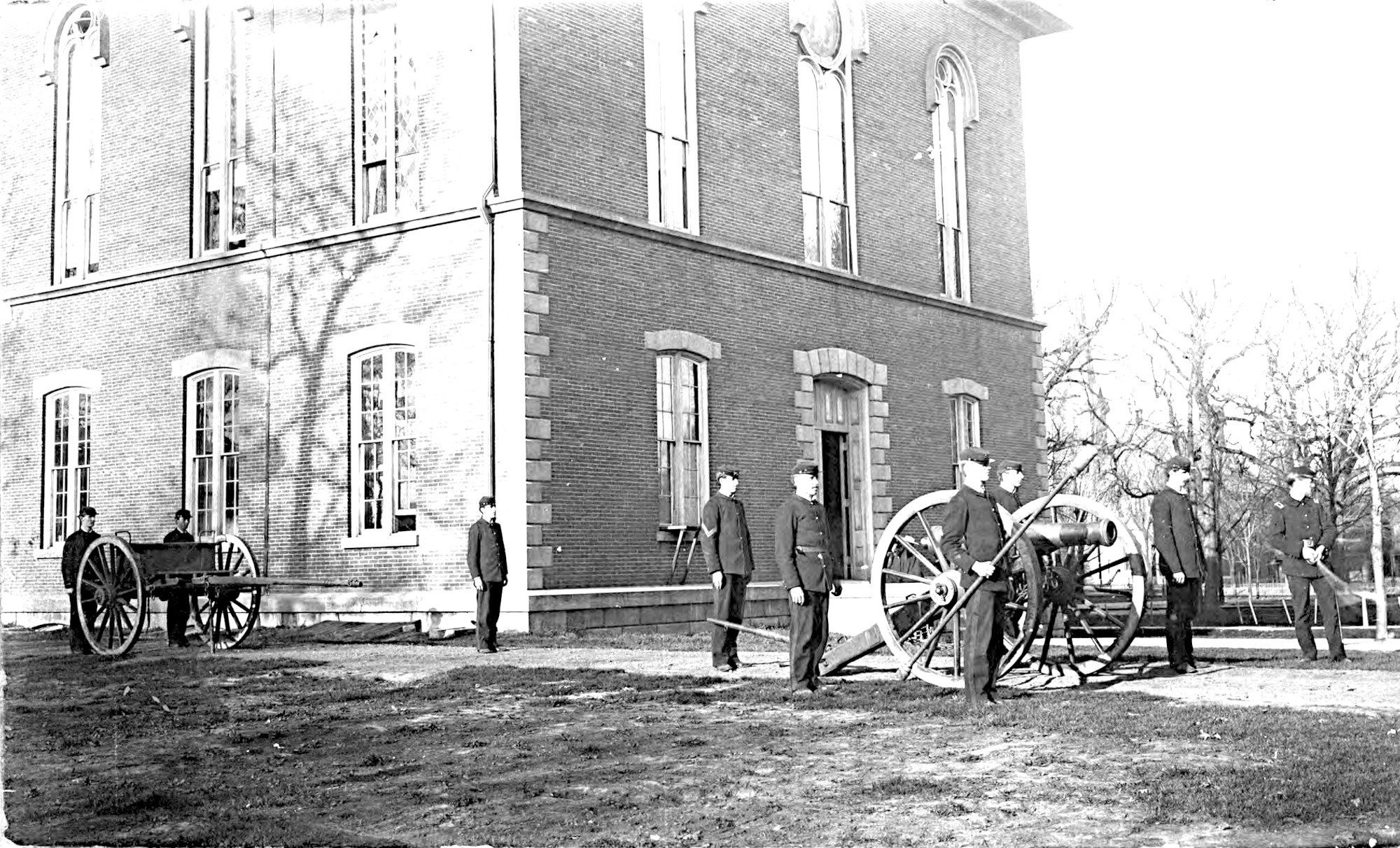  Civil War Gun Crew training with a cannon