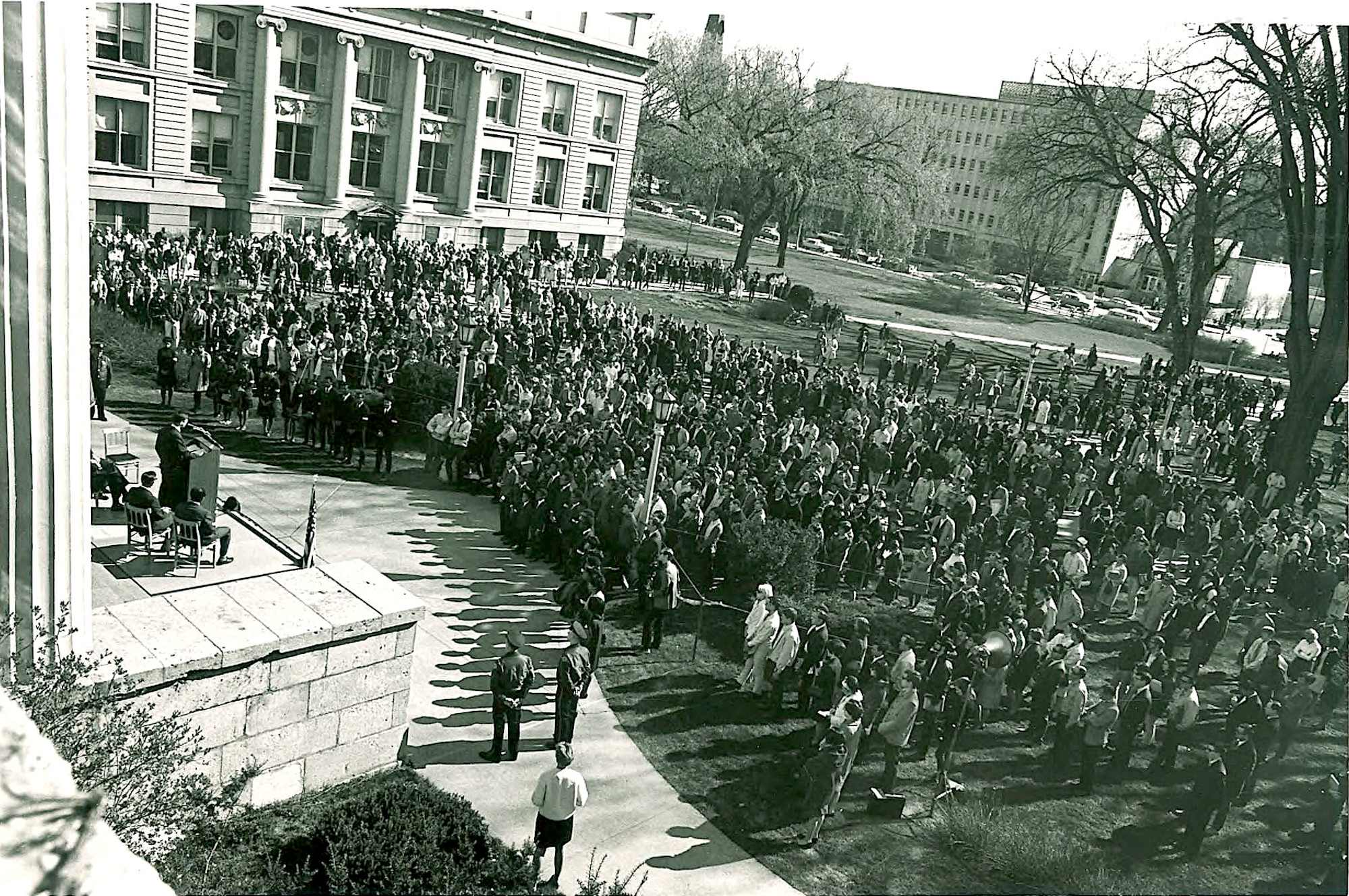 Memorial Service for Martin Luther King on the east side of Old Capitol.
